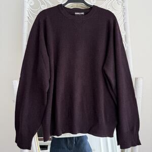Kirkland Signature 100% Cashmere Sweater Mens XL Purple Plum Crewneck Pullover